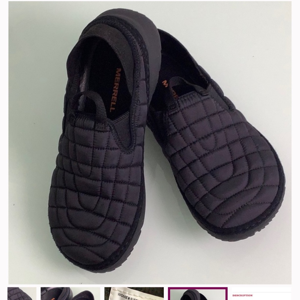 Merrell Triple Black Hut Moe Casual slip on shoes sneakers size 8 EUC